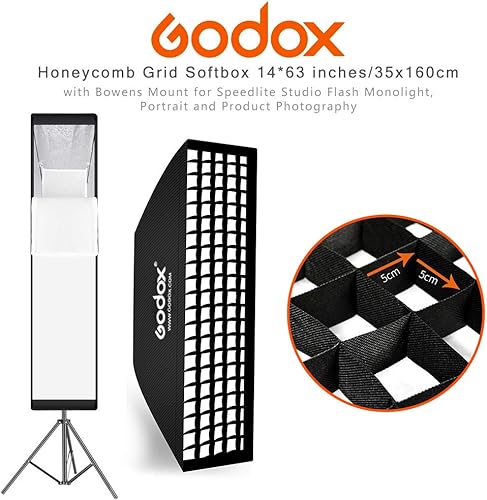 Miniatura 4 de Godox 13.8x 63inch14"x63" rejilla de panal soporte de Bowens para Speedlite de Flash de estudio