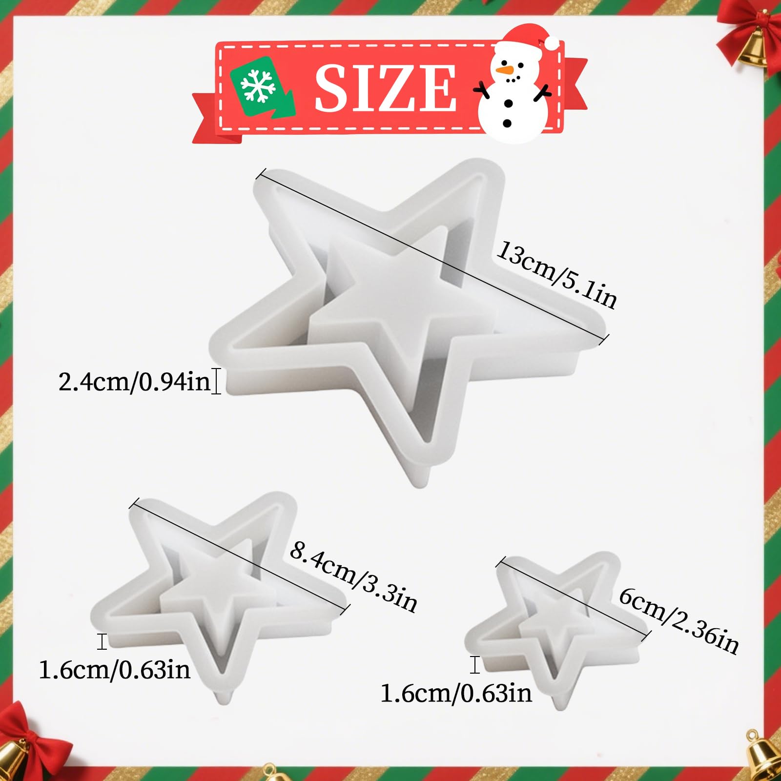 Silicone mold of Stars, 3 pcs., ~ 1.7*1.7 cm, Modeling tool for accessories, jewelry, home decor, resin, soap, wax, candy, polymer clay mold - België Silicone mold of Stars, 3 pcs., ~ 1.7*1.7 cm, Modeling tool for accessories, jewelry, home decor, resin, soap, wax, candy, polymer clay mold - België