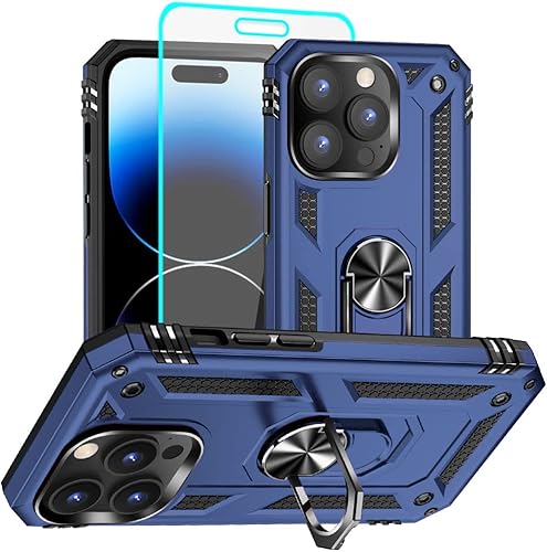 Aozuoton Funda para iPhone 14 Pro con Protector de Pantalla HD, Grado Militar, P