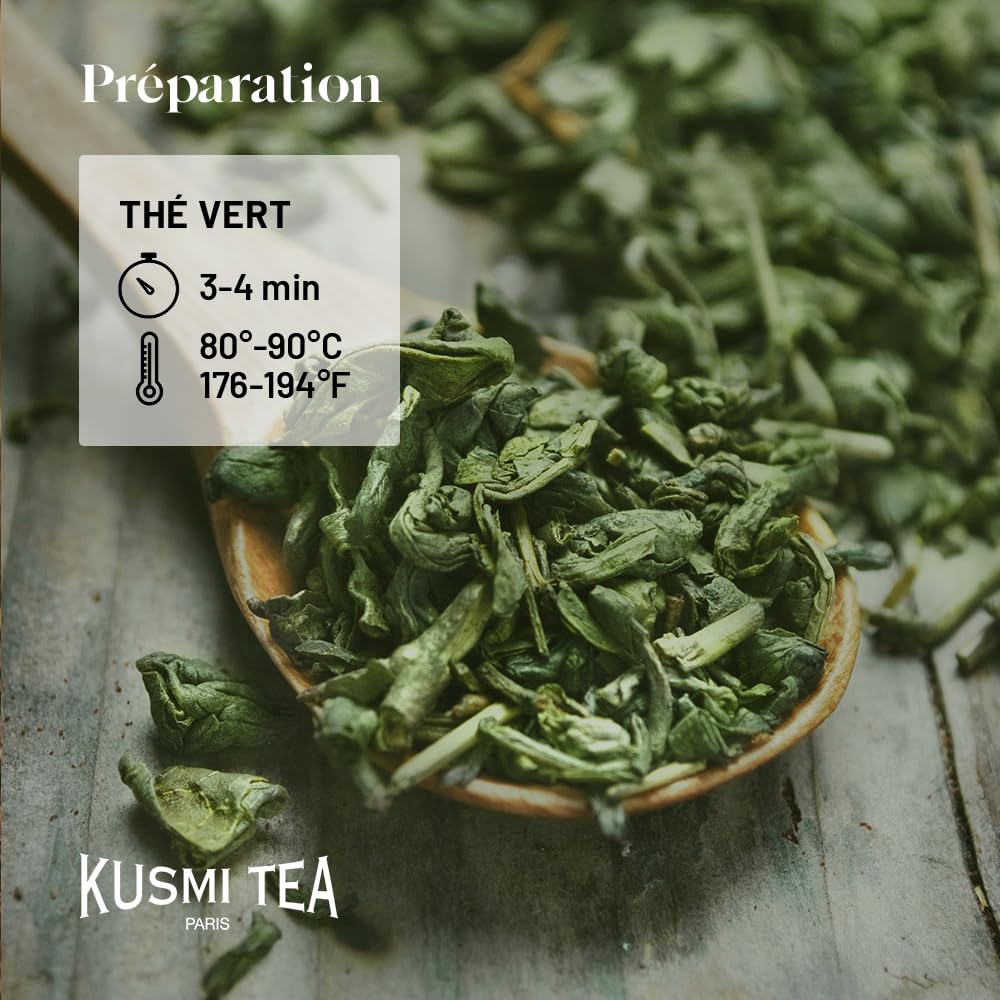Kusmi Tea - Coffret "Les Thés Verts" - Assortiment de Thés Bio - Idée Cadeau Homme et Femme - Thé Vert à la menthe, Jasmin, Citron, Gingembre - Fabriqué en France - 5 Boîtes de 25g