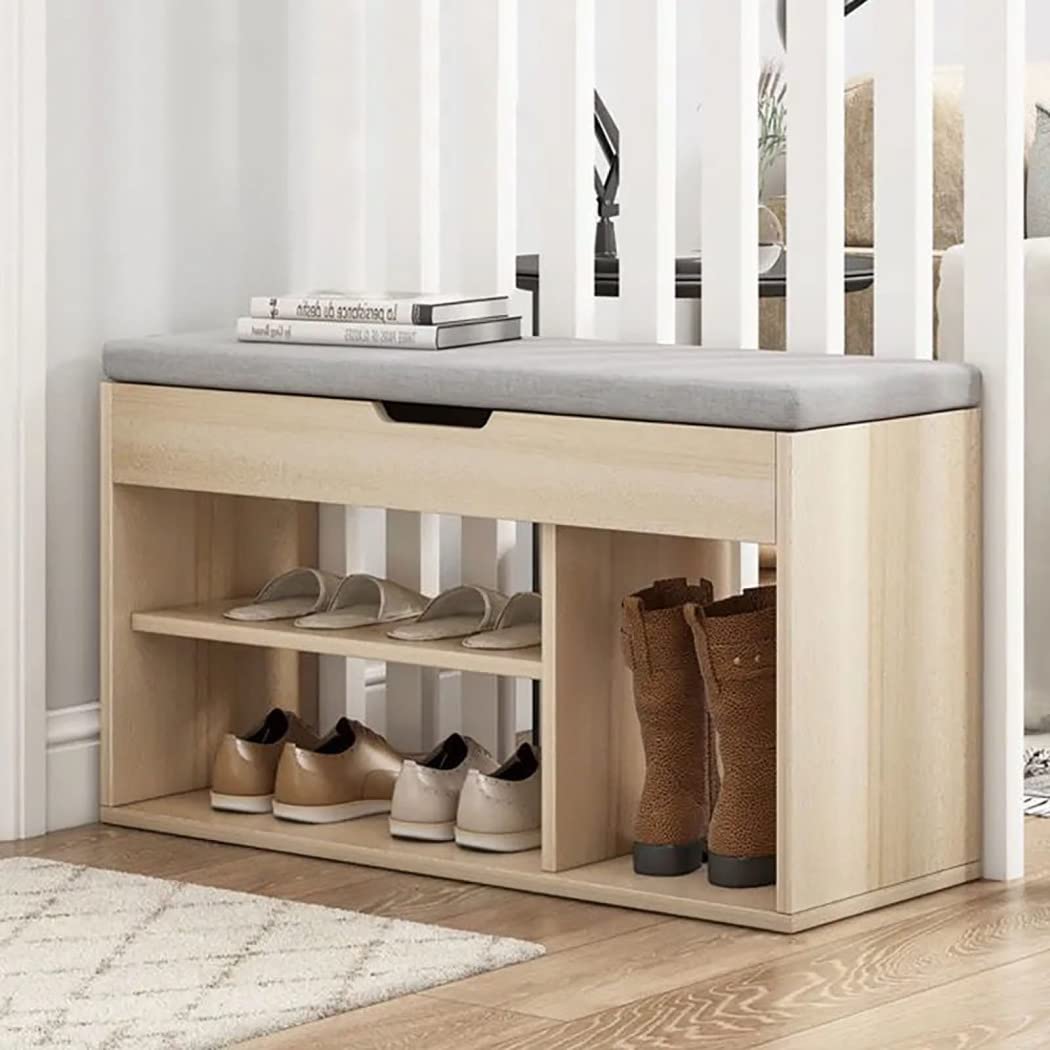 Banc de rangement pour chaussures moderne avec siege rembourre et tiroir