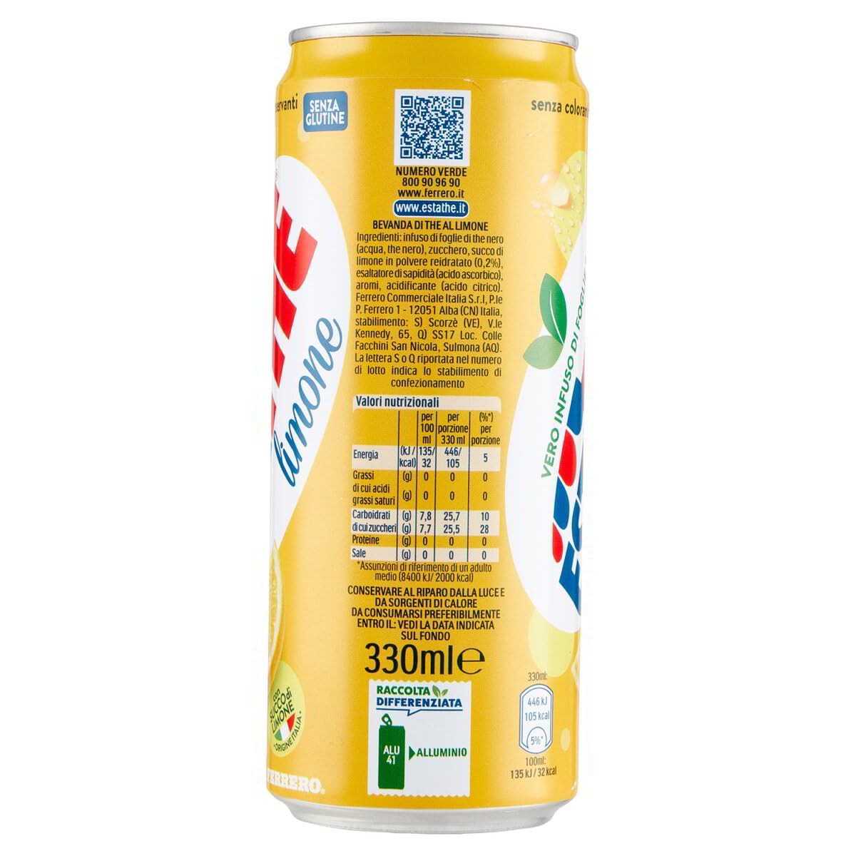 Estathe Tè freddo al Limone Té frío Estathe Limón 48 latas de 330 ml + Italian Gourmet polpa 400g