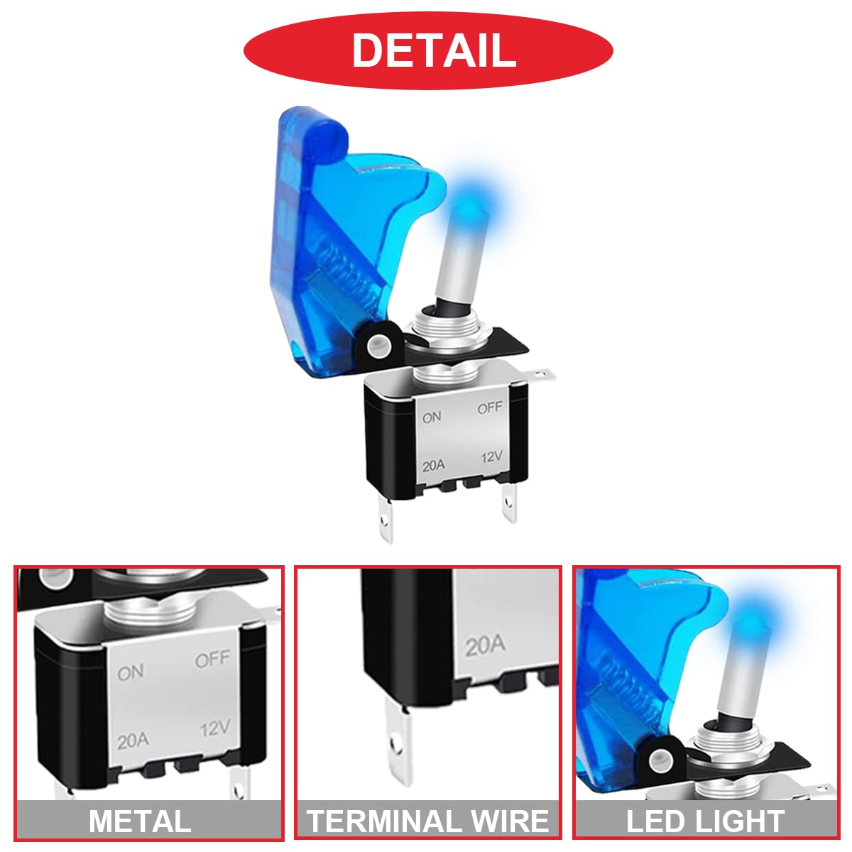 KBKLLJY 4Pcs 12 Lighted Toggle Switch DC 12V 20A,DC 24V 10A,SPST 3