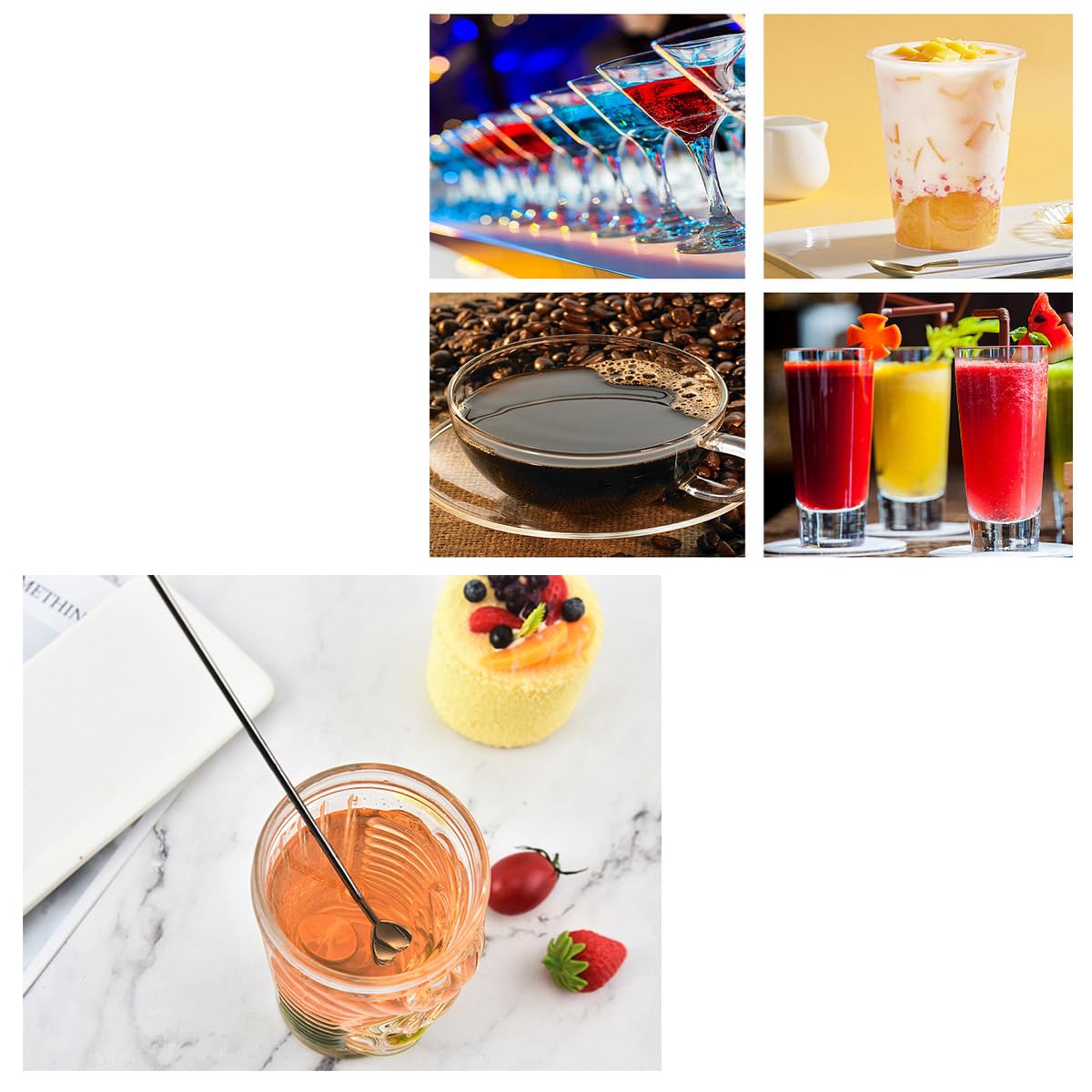 JianLing Lot de 4 bâtons mélangeurs en acier inoxydable en forme de cœur 188 mm pour café, boisson, cocktail, bar, thé, café, magasin de jus