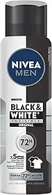 NIVEA MEN Desodorante Antitranspirante Aerossol Invisible Black & White 150ml - Proteção prolongada de 48h, cuidado suave, ação antibacteriana, fórmula 5 em 1: anti-manchas, anti-odor