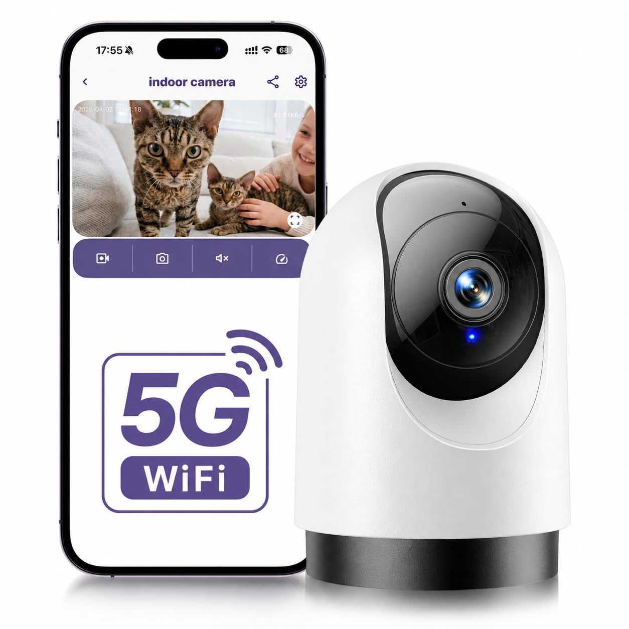 YOTON WS03 2K 3MP PTZ 2.4/5GHz WiFi Indoor Security Camera Pet Camera