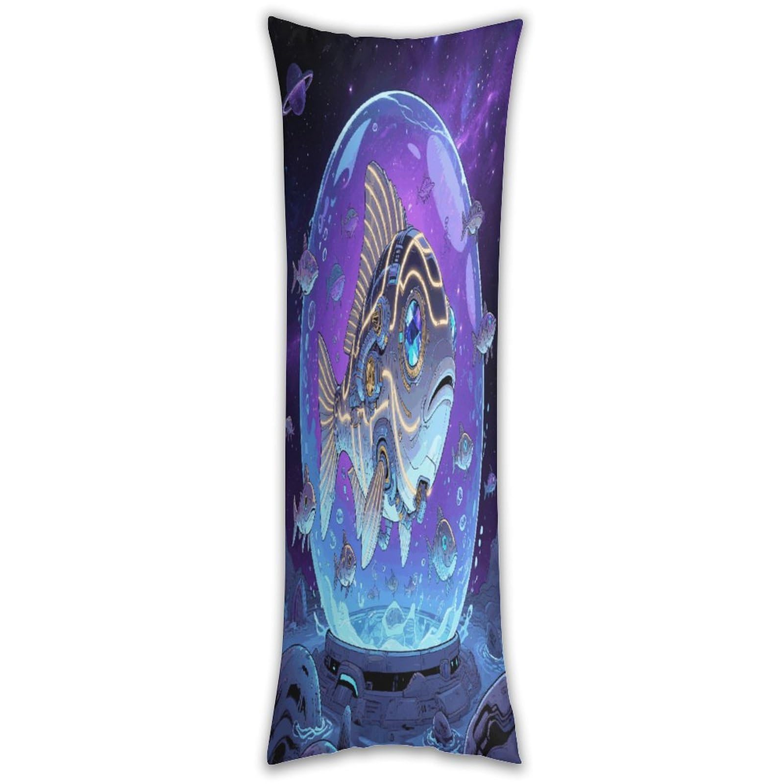 Fish Body Pillow Cover with Hidden Zipper Breathable Polyester Long Pillow Case Cozy Fuzzy Body Pillowcase Ultra Soft Long Pillow Cover for Bedroom 18.9 X 53 in