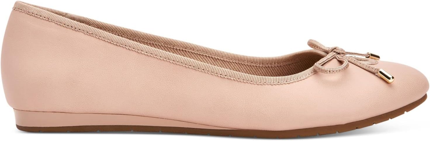 Charter Club Womens Pink Bow Accent Padded Bailynn Round Toe Slip On Ballet Flats 5 M