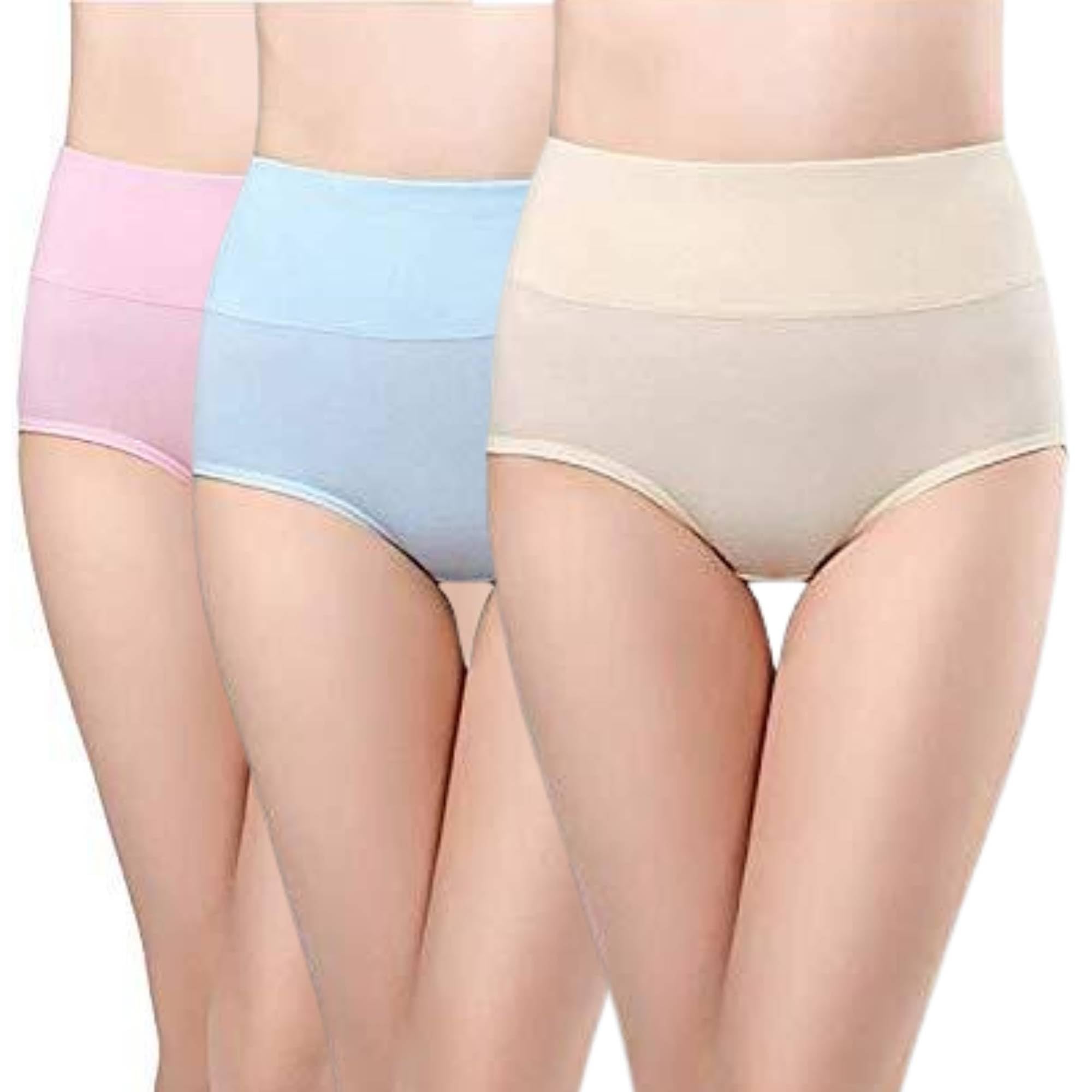 eleg & stilance Women High Waist Plus Size Tummy Tucker Cotton Panty Full Coverage Inner Body Shapewear for Stretchable & Comfortable Pack of 3-picture-0