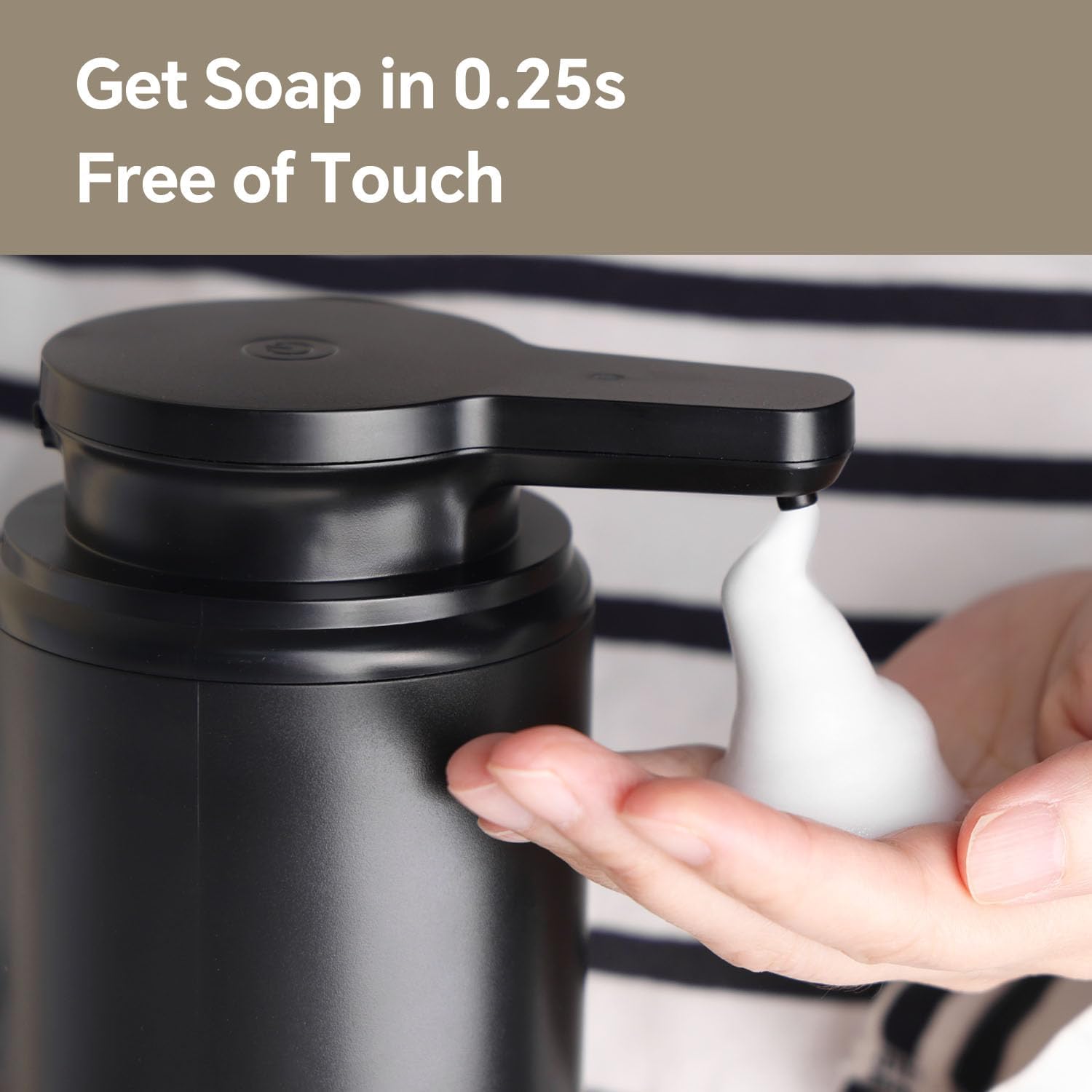 Automatic Foaming Soap Dispenser, Rechargeable Touchless Foam Hand Soap Dispenser for Bathroom, Soap Pump for Kitchen, Water-Resistant, Xmas Gift 10oz, Black - Image 2