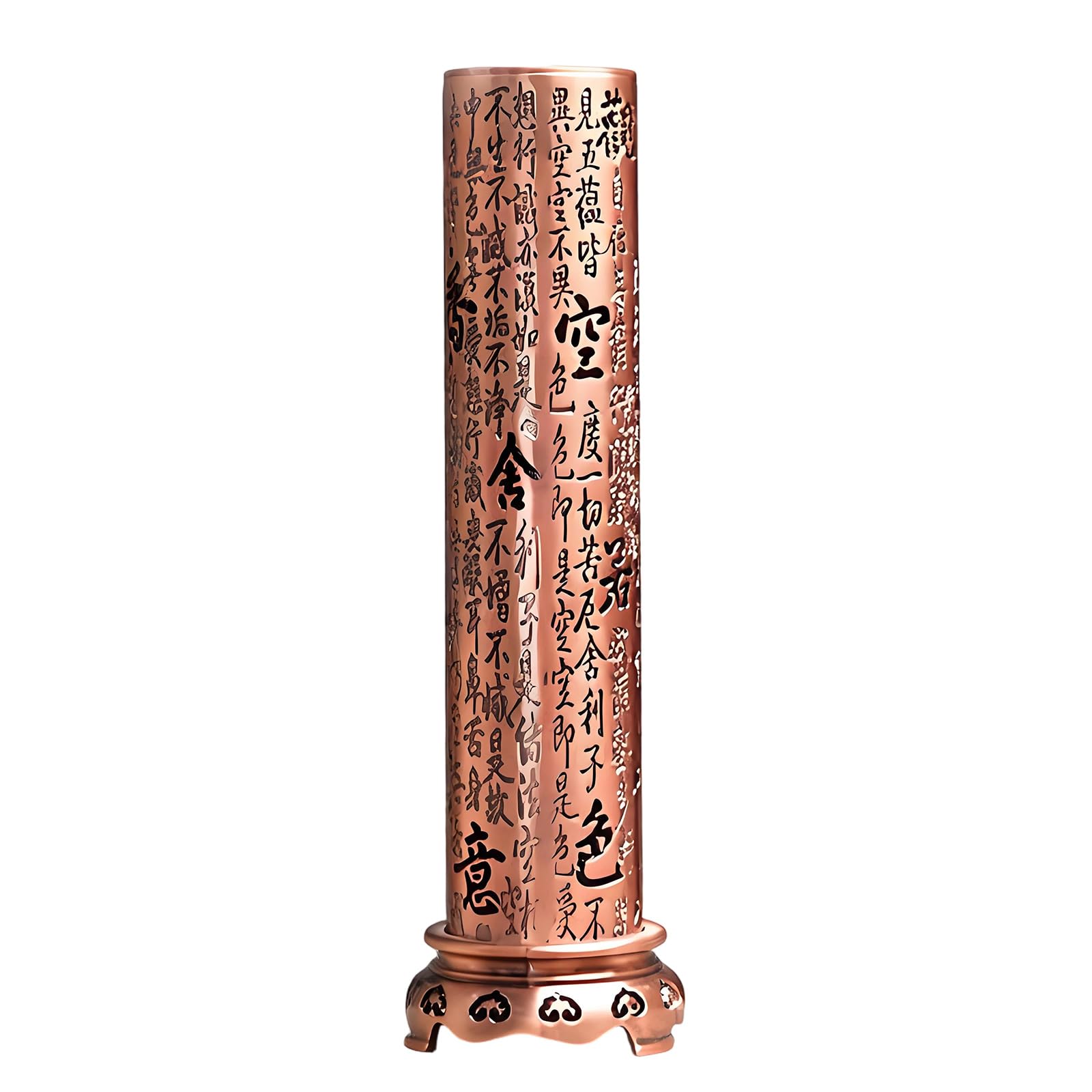 Whoasyst Vertical Hollow Incenses Burners Heart Sutras Carvings Metal Cylinder Incenses Stick Holder Meditations Decors Censers Vertical Scented Stove