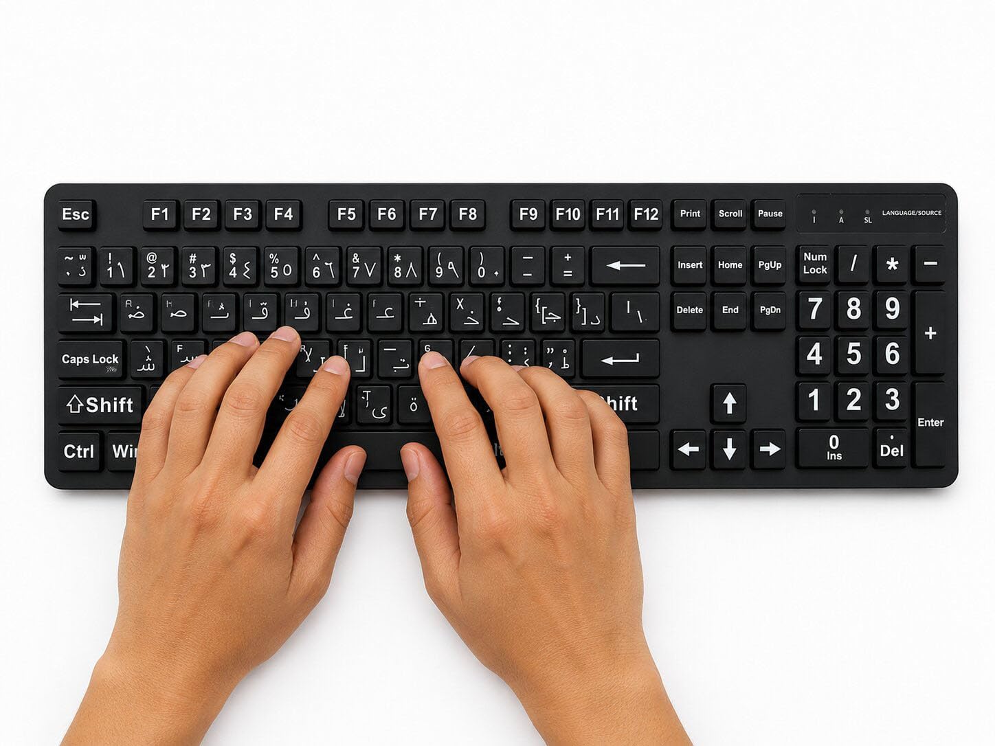 Tastiera araba con stampa grande, layout in lingua araba, tastiere USB cablate per computer per ipovedenti e ipovedenti.