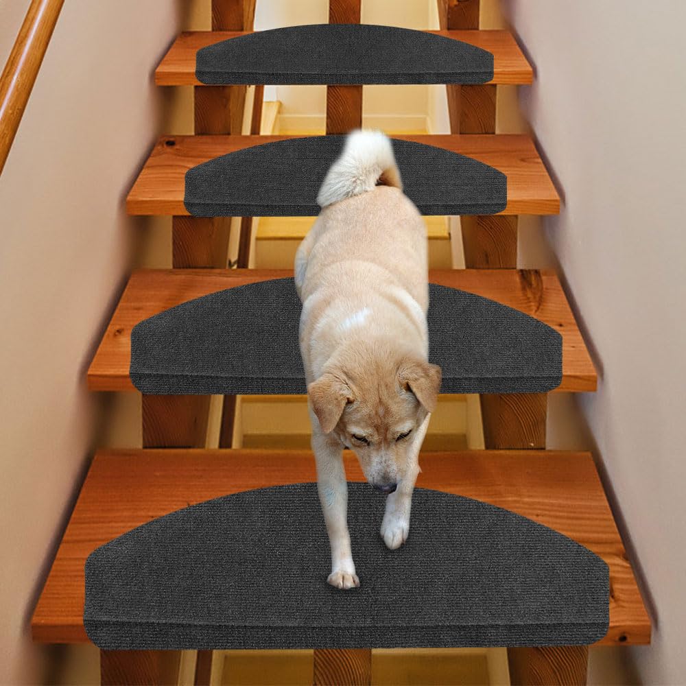 OHMG Lot de 15 Marchettes d'Escalier Antidérapant,Silencieux Tapis de Protection Autocollants,Sécurité pour Enfants,Personnes Agées et Animaux Domestiques,avec Adhésif Réutilisable