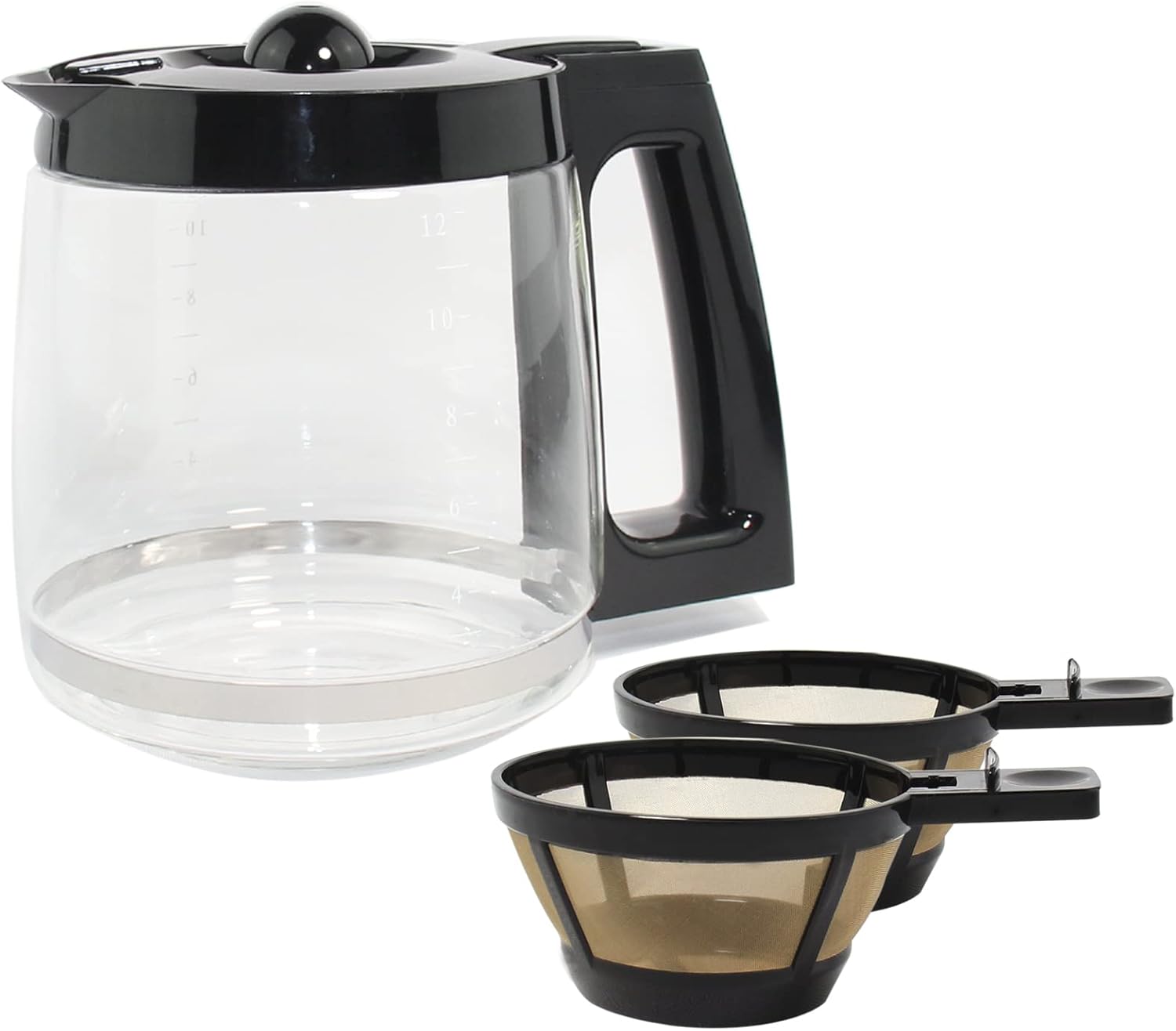 12-Cup Coffee Carafe and 2pcs Single Brew Coffee Filter Compatible with Hamilton 2-way Brew Coffeemaker