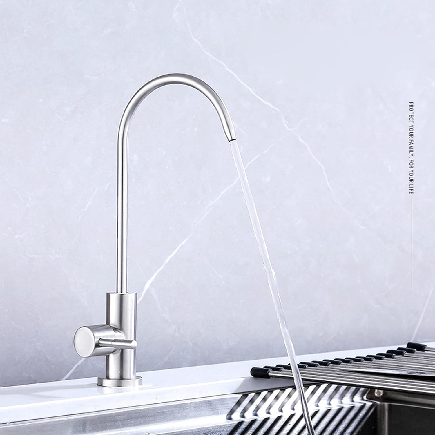 Grifo purificador de agua, grifo de cocina de acero inoxidable para beber directamente, núcleo de válvula de disco de cerámica, accesorio purificador de agua doméstico de 2 puntos
