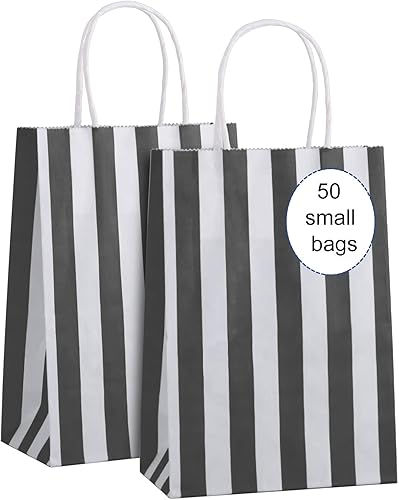 Miniatura 1 de RNORRI Bolsas de regalo pequeñas de 5.25 x 3.75 x 8 pulgadas, 50 bolsas de papel con asas, bolsas de papel kraft para negocios, fiestas, bodas,