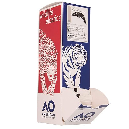 Miniatura 4 de American Orthodontics Elastics Wildlife Grey Whale  Máximo 14 onzas, tamaño de 12 pulgada, 50 paquetes por caja, 2500 elásticos  Fabricado en los