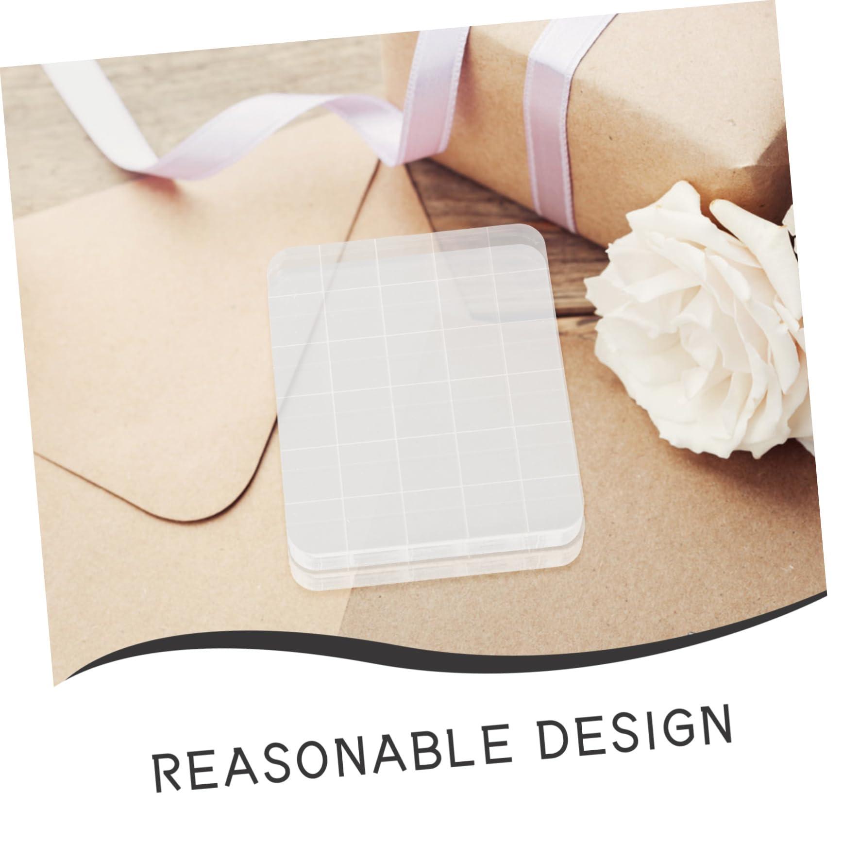 BEBEMOKO Crylic Stamp Blocks 6pcs Stamping Tool Non-Slip Grip for Cards Journals