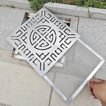Drain Grate Decorative Floor Drain 8 10 12 14 16 18 Inch, Drain Cover with Frame & Metal Isolation Mesh, Drainage Grate for Fence/Basement/Small Lawns30x30x3cm11