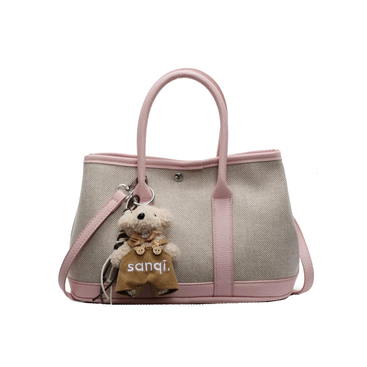 Top Handle Handbags for Women, Small Ladies Tote Shoulder Bag Simple Canvas Satchel (Pink, S)