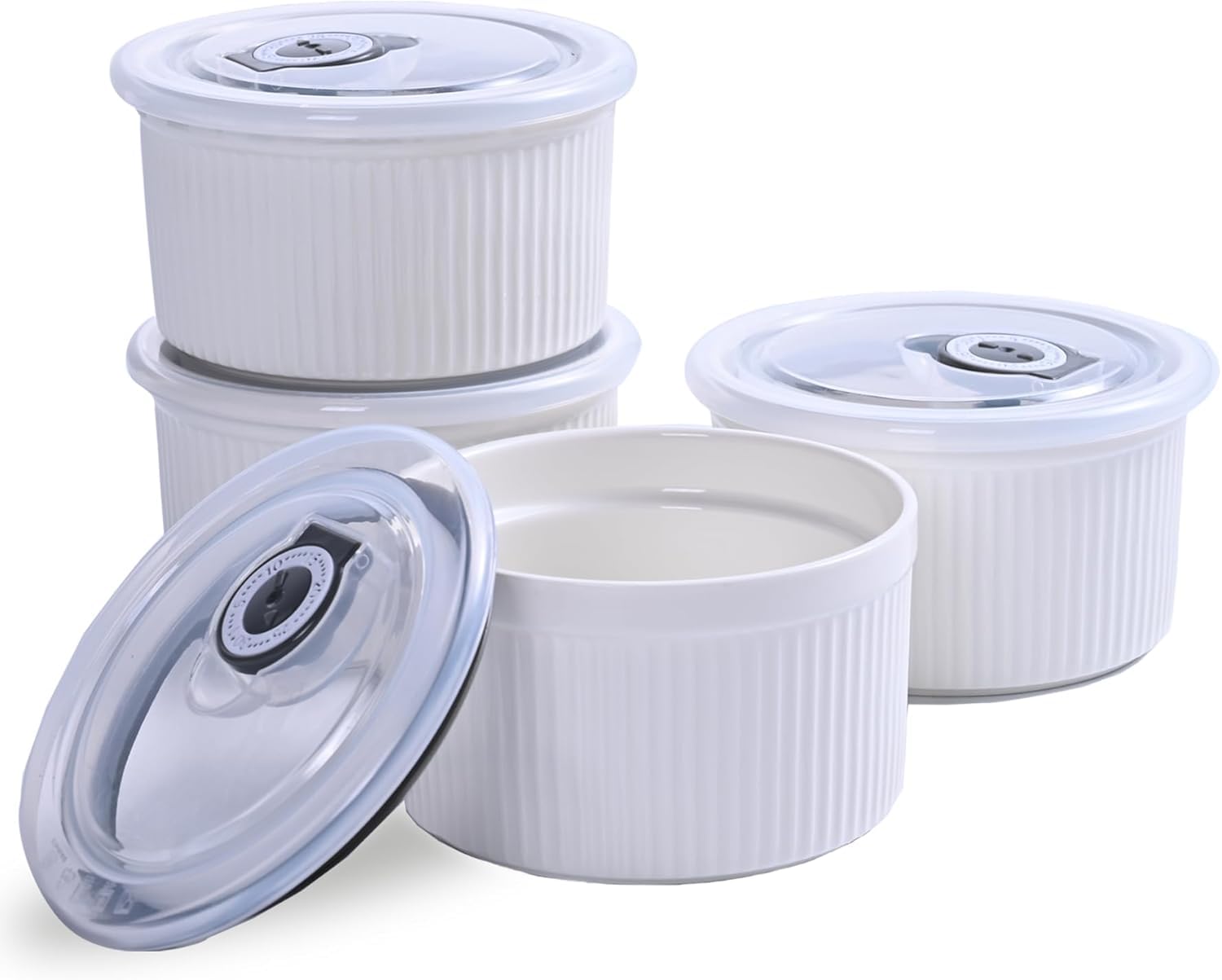 o*ン様 オイスターのコミニset ウニコ　alimie Amazon.com: 14 oz Ceramic Ramekins with Lids, Set of 4 Oven Safe