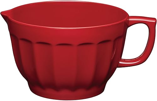 UP ware Latte Style - Tazón de melamina con boquilla para verter, mango y base antideslizante, mango de agarre para mezclar y verter fácilmente,