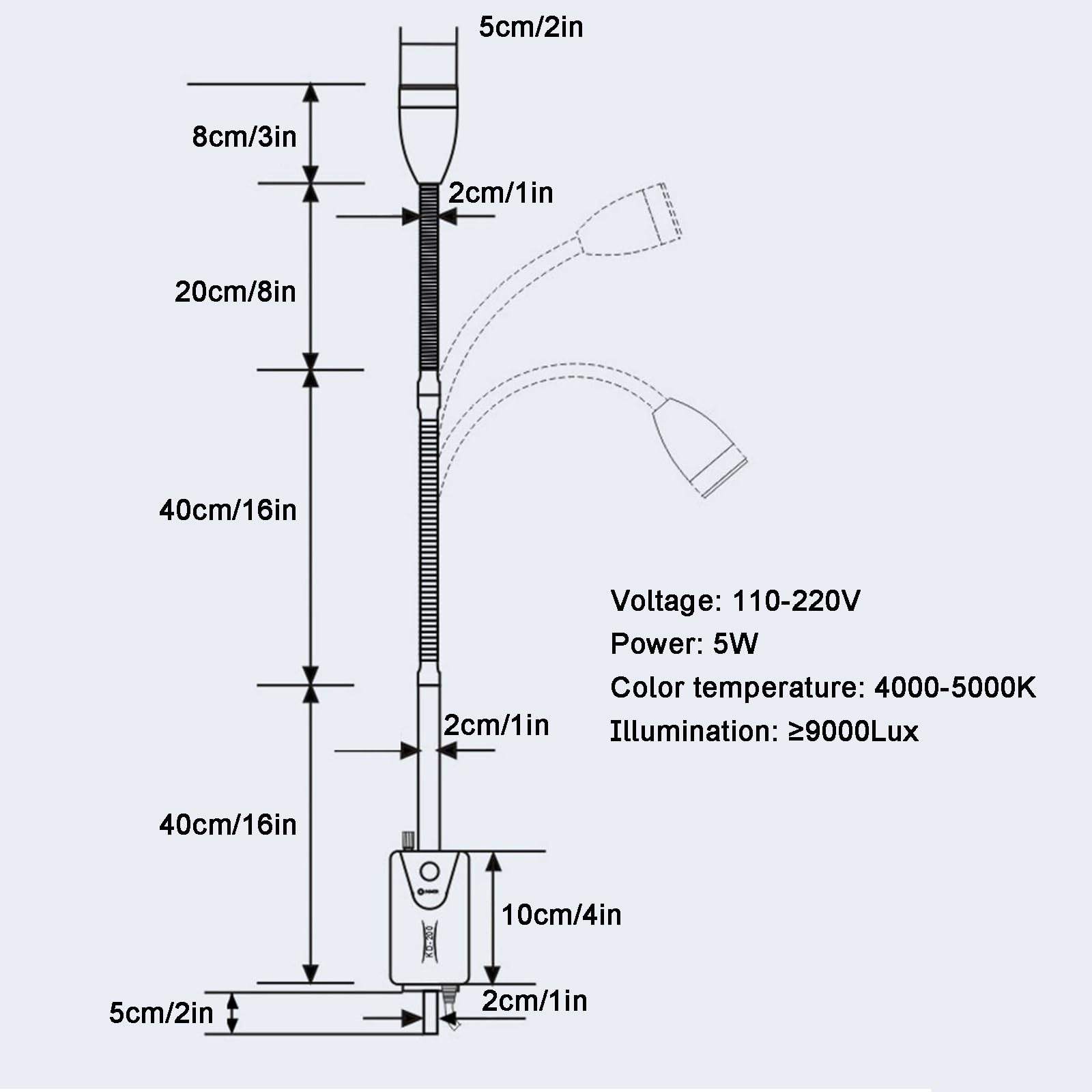 YZWZZXC 5W LED Examination Lamp, Flexible Gooseneck Exam Light, Brightness Adjustable Exam Lamp, Wall Mount, for Outpatient, Stomatology, Ent