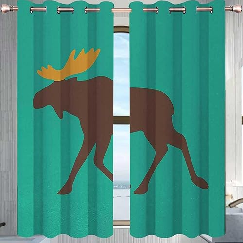 Moose Cortinas para Habitacion,Grommet Top Decor Soundproof Door Cover Blackout Fabric 63in Width by 80in Height