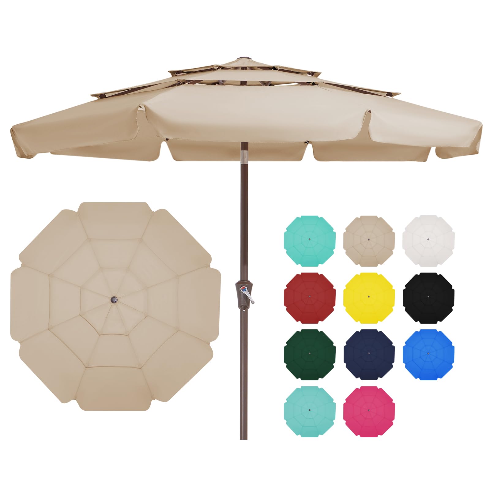 JEAREY 3 Tiers 9 FT Patio Umbrella
