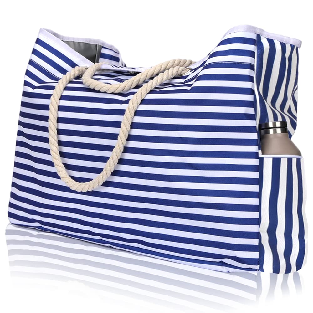 Vomgomfom Bolsa Playa Grande XXL Familiar Impermeable Bolsa Piscina Mujer Extragrande con 4 Bolsillos Interiores para Viajes, Gimnasio, Natación y Vacaciones en la Playa