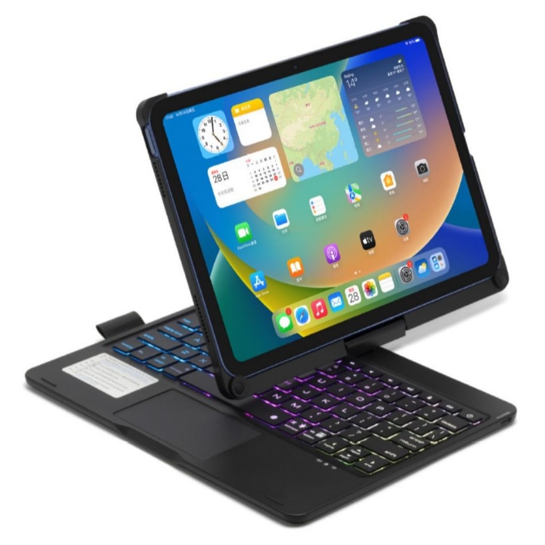 kaidisen 360 Rotatable Keyboard for iPad A16 (11th Gen, 11", 2025) iPad 10th Generation 2022 10.9 inch Keyboard Case with Touchpad 7 Color Backlight