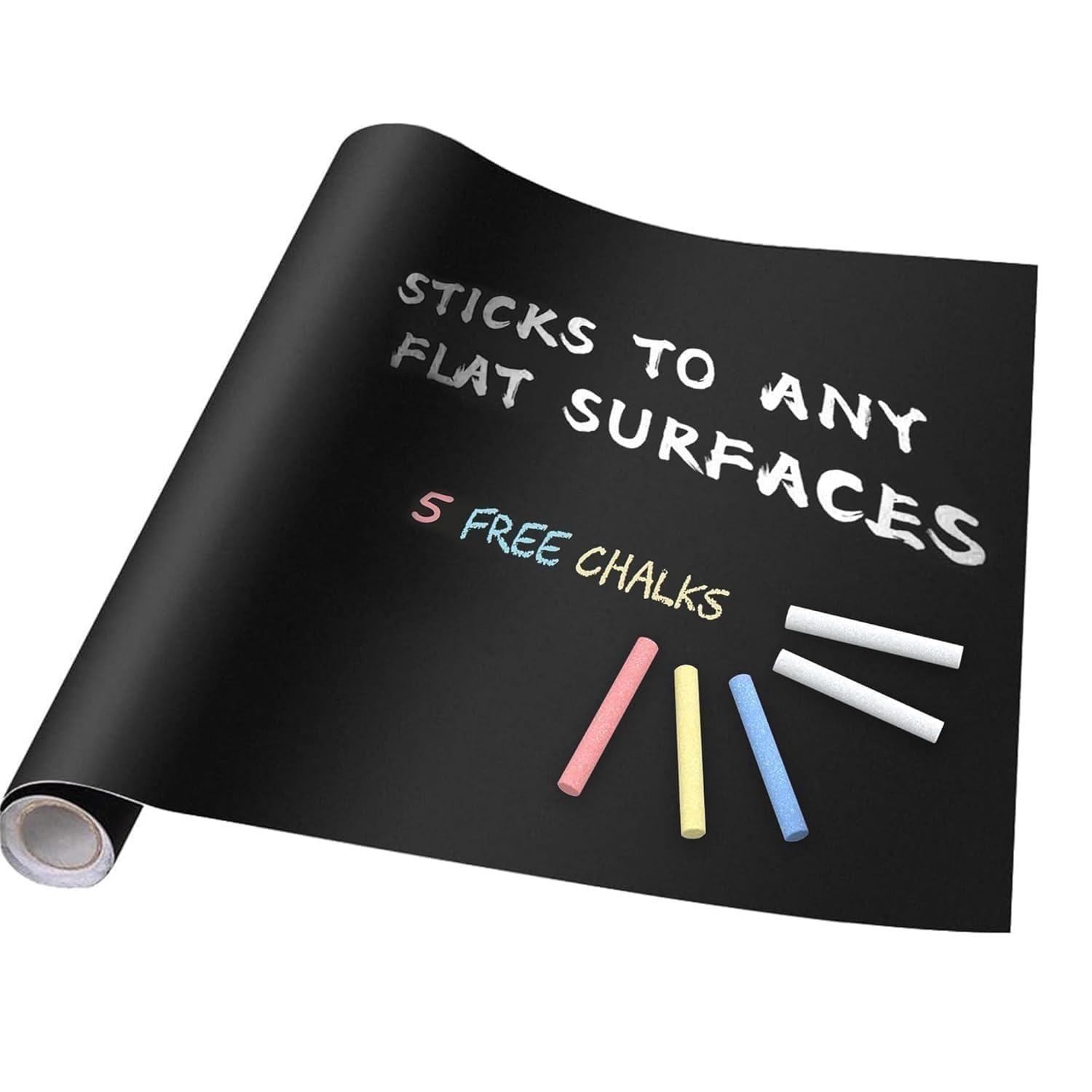 ShelfKing 2x2 Feet Black Board Wall Sticker Removable Decal Blackboard Chalkboard with 5 Chalks for Home School Office College Room Kitchen Kids