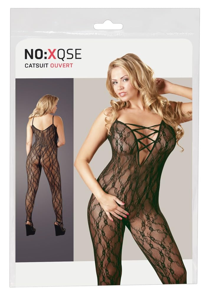Mandy Mystery Lingerie Catsuit Ouvert, Black, 2XL / 3XL