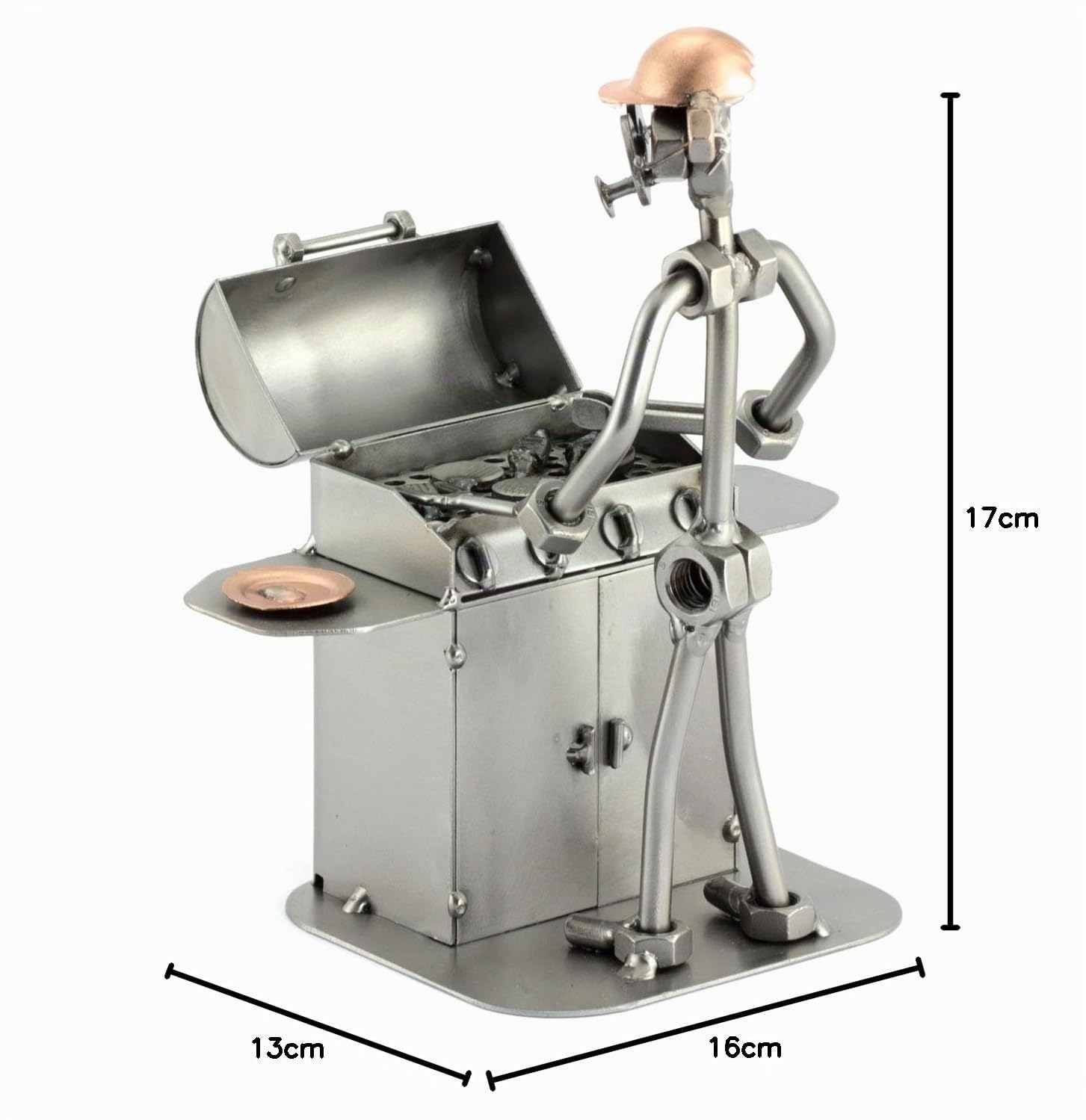 Steelman24 Schraubenmännchen Grillmeister | Made in Germany,Handarbeit,Geschenkidee,Stahlfigur,Metallfigur,Geschenkidee
