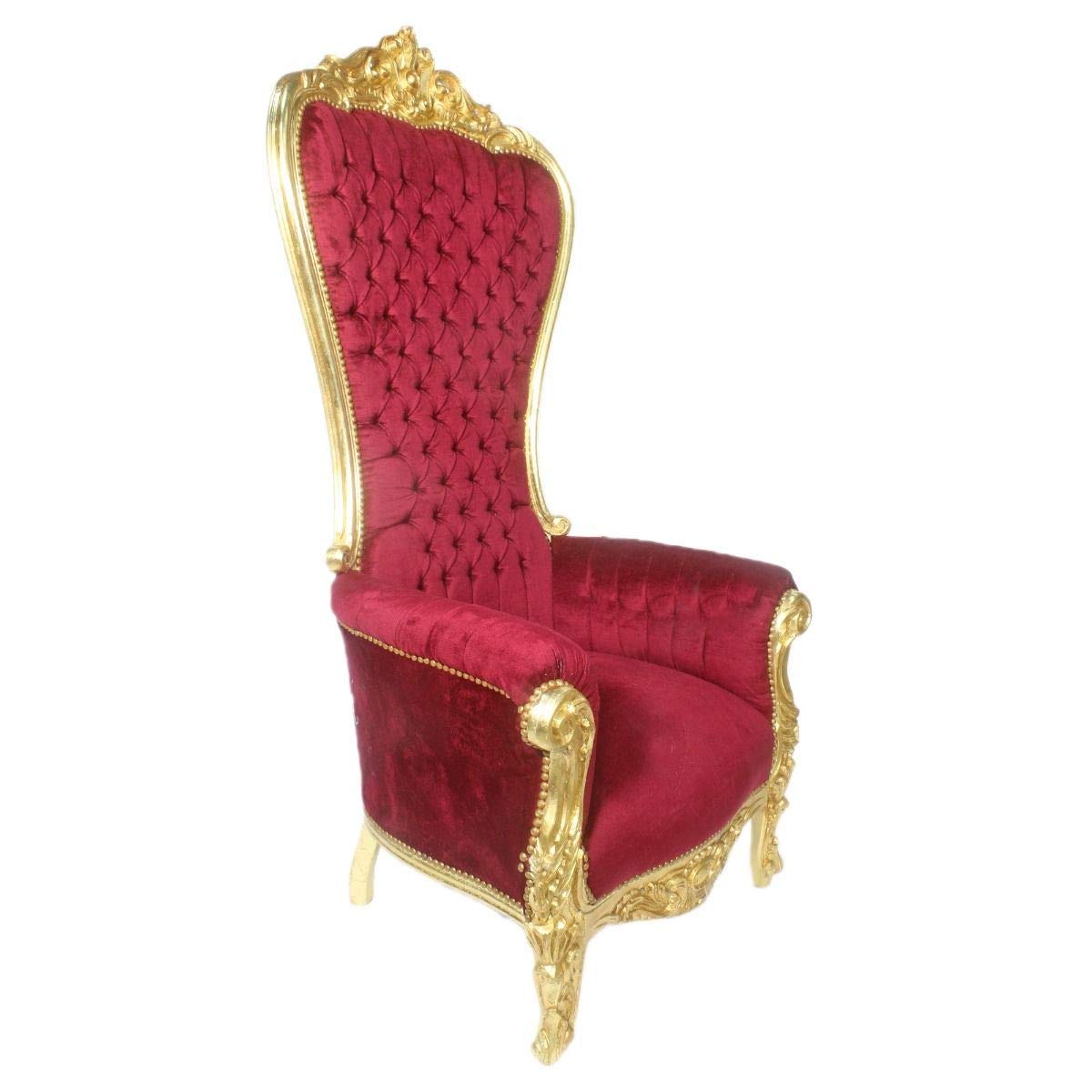 Casa Padrino Poltrona Trono Barocco Maestoso Modello Bordeaux/Oro - Poltrona Gigante - Sedia Thron Tron