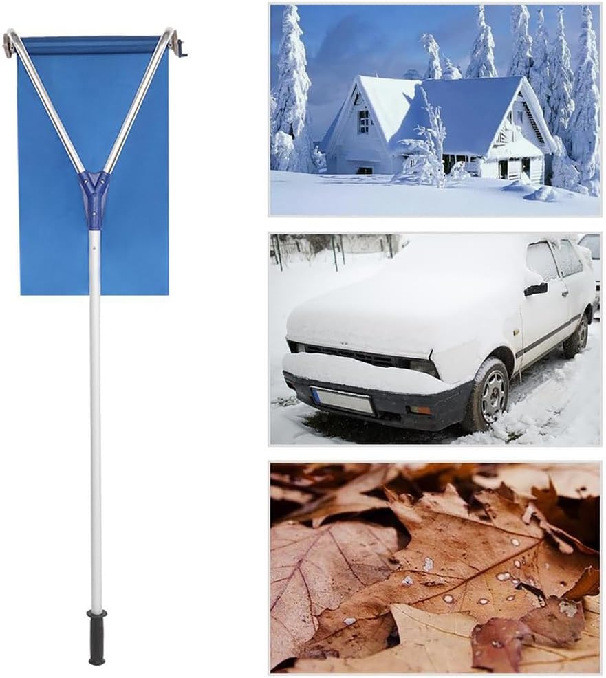 Roof Snow Rake Removal Tool, Roof Snow Rake, Aluminum Alloy Snows Roofs Clearing Tool, with Wheels, Telescoping Pole, Non-Slip Handle, for Clearing Roofs Snows