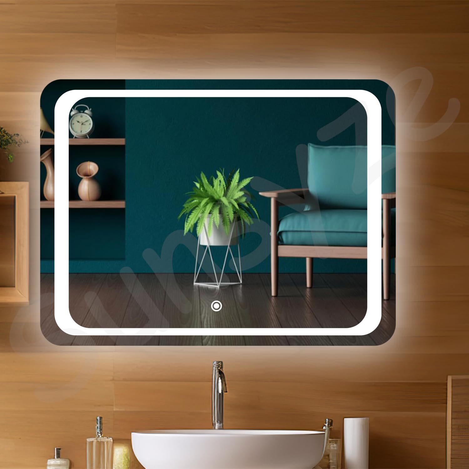 LED Mirror for Bathroom Wall, Washbasin and Office, 24x30 inch Rectangle Mirror with LED/3 Color Light (Warm, White & Natural Light) Brightness Adjustable-image-25