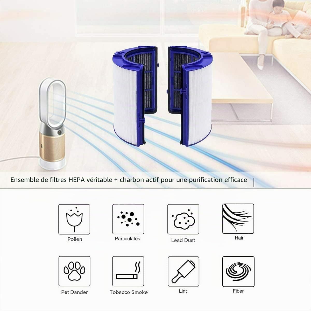 Filtre HEPA et charbon compatible avec Dyson PH01 Pure Humidify + Cool | HP06 Pure Hot + Cool Cryptomic, TP06, TP09, HP06, PH01, PH02, TP07, HP07, HP09, 970341-01, 965432-01