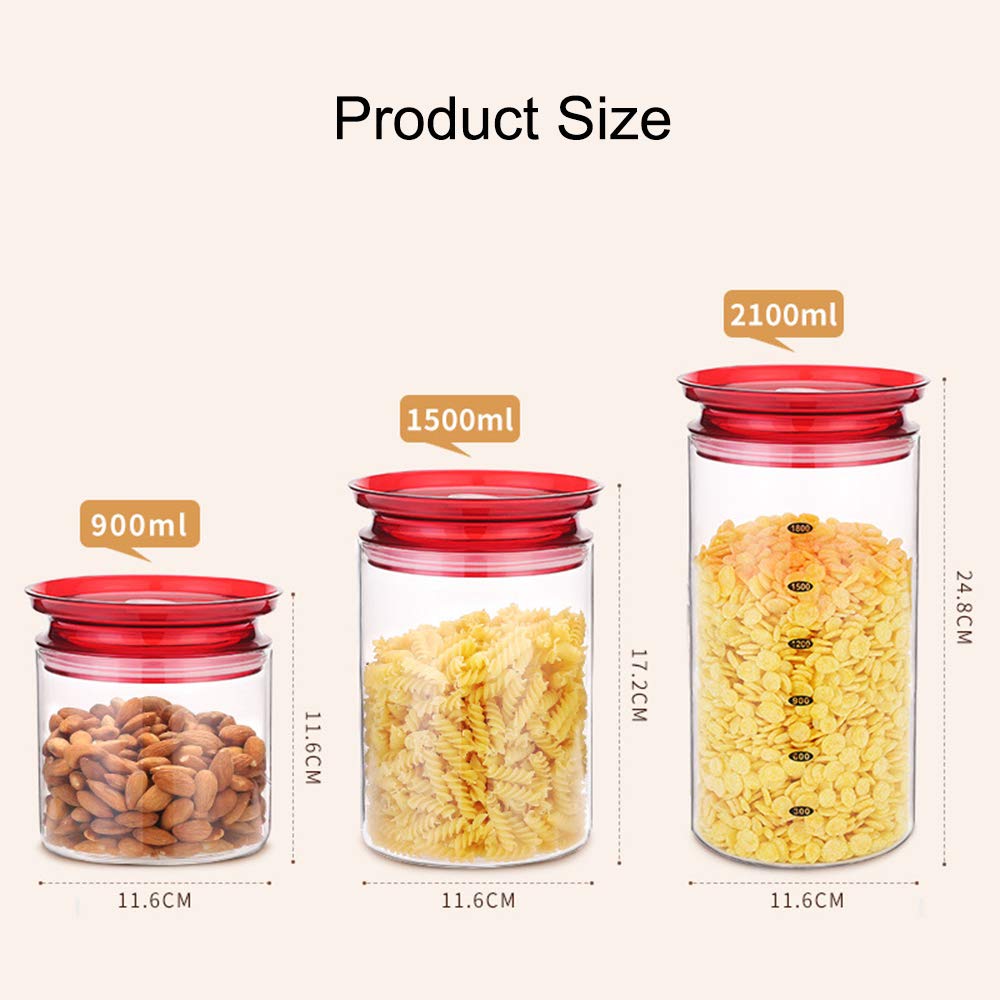 Juego de 3 Recipientes Herméticos de Almacenamiento de Alimentos, Plástico Duradero – Libre de BPA, Mantiene La Comida Fresca Y Seca, Transparent