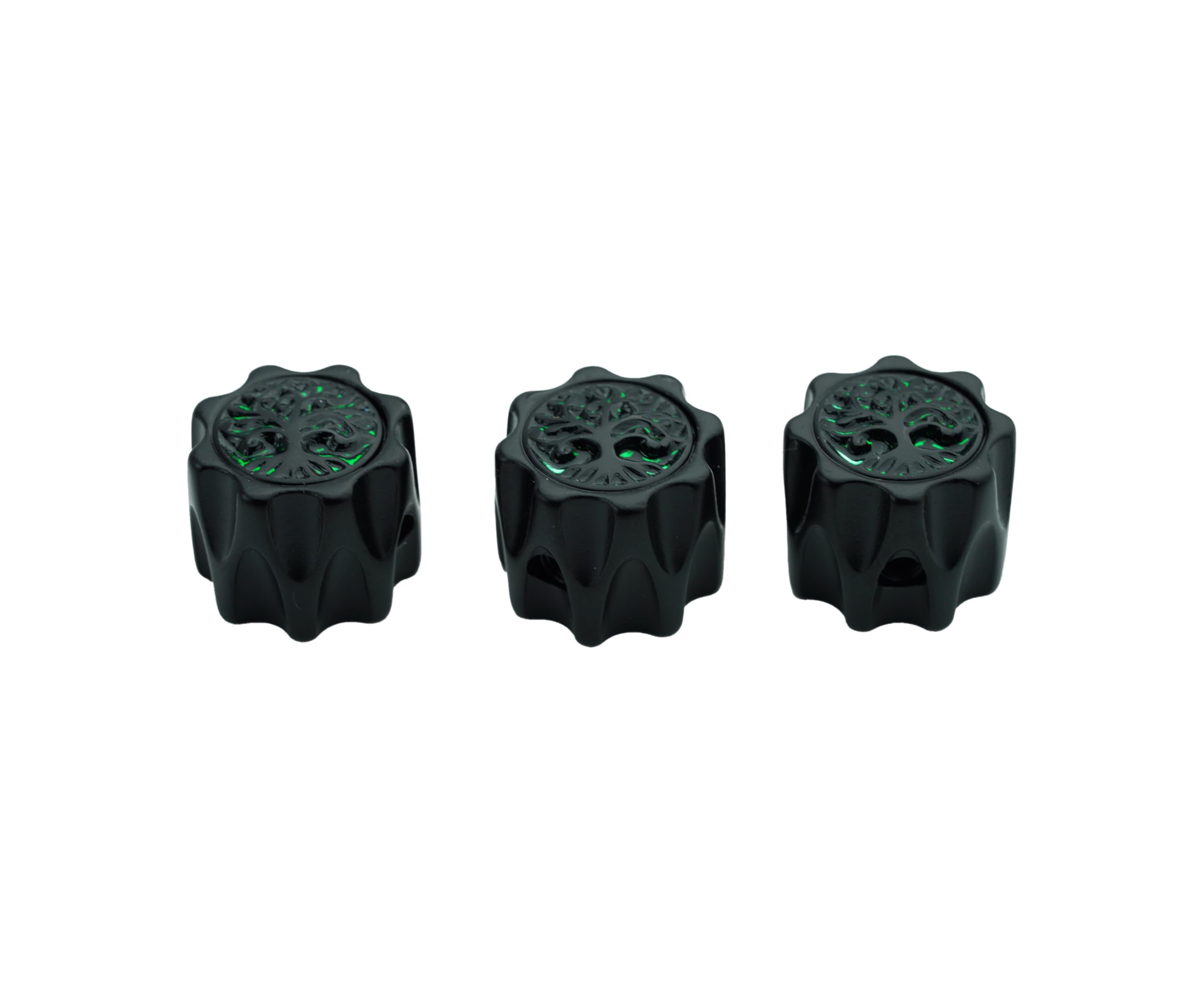 Guyker Dome Potentiometer Control Knobs Dia. 6.3mm Shaft Pots, 3PCS Zinc alloy Domed Speed Tone Volume Switch Knob with Tree Of Life Surface Replacement for Electric Guitar Bass, CKB034 Black