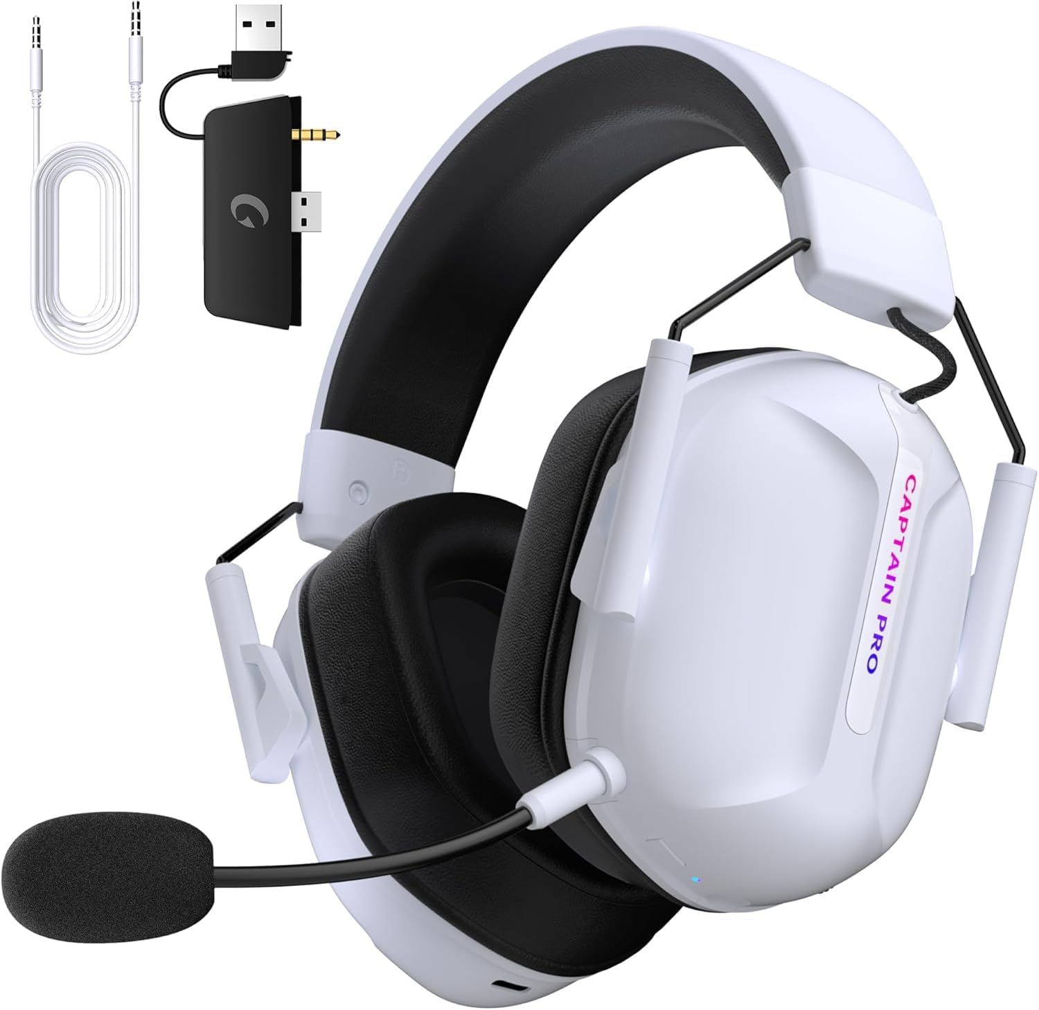 ryr wireless gaming headset for xbox series x|s, xbox one, pc, ps5/4, mac, mobile, switch, 3d surround sound, bluetooth 5.3, 60h battery, gaming headphones with detachable noise canceling mic-white