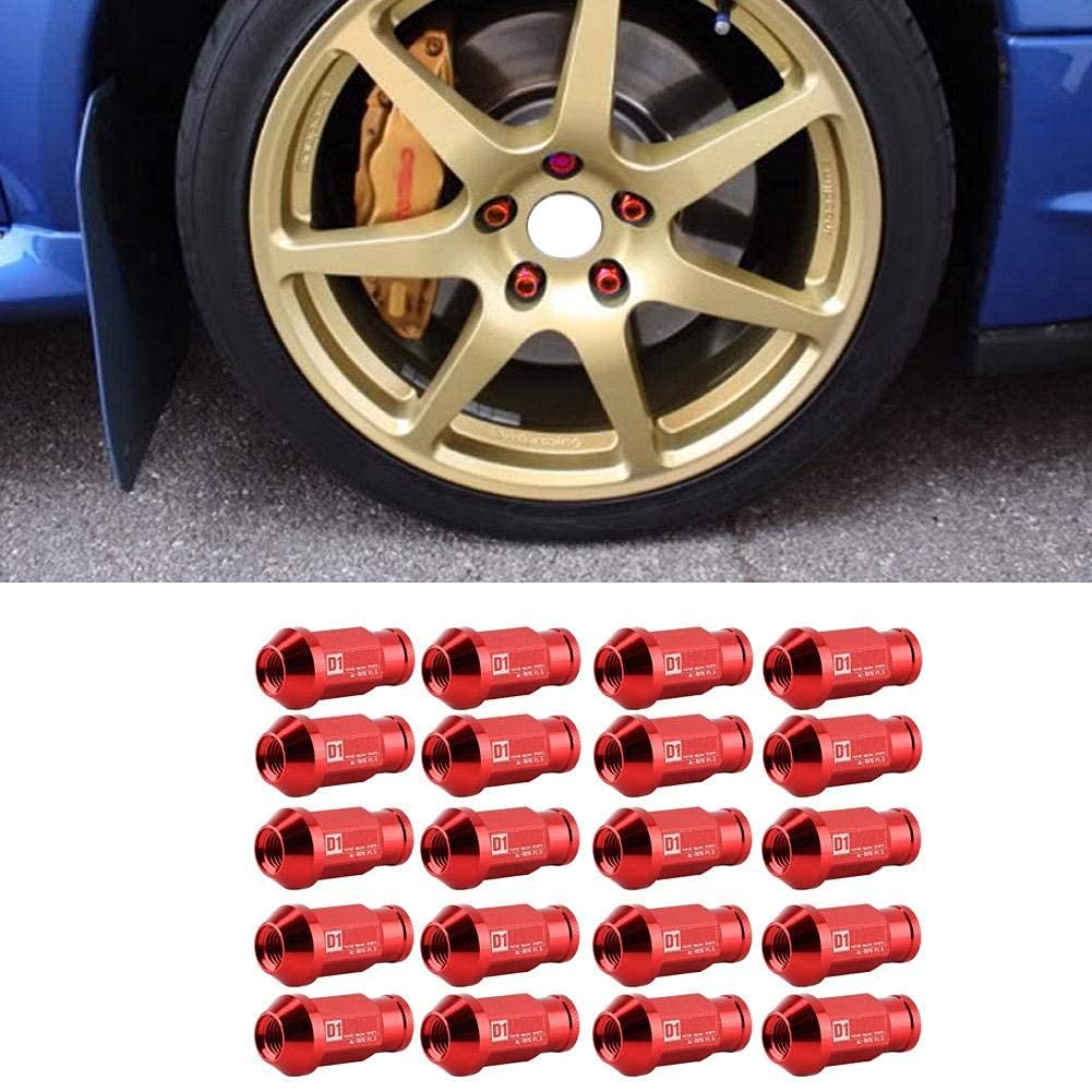 KIMISS Tue de aluminio para ruedas M12x1.5, para coches y tuning, roja, ligera y resistente, tornillo para llantas deportivas