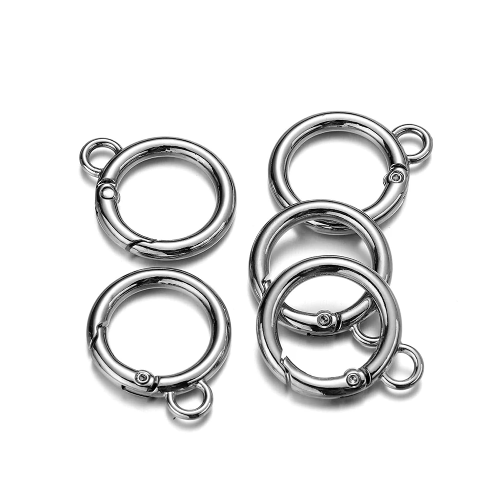 20Pcs/lot Metal O Ring Spring Clasps Round Carabiner Keychain Bag Clips Hook Dog Chain Buckles Connector for DIY Jewelry Making for Keyrings,Wallets(Rhodium)