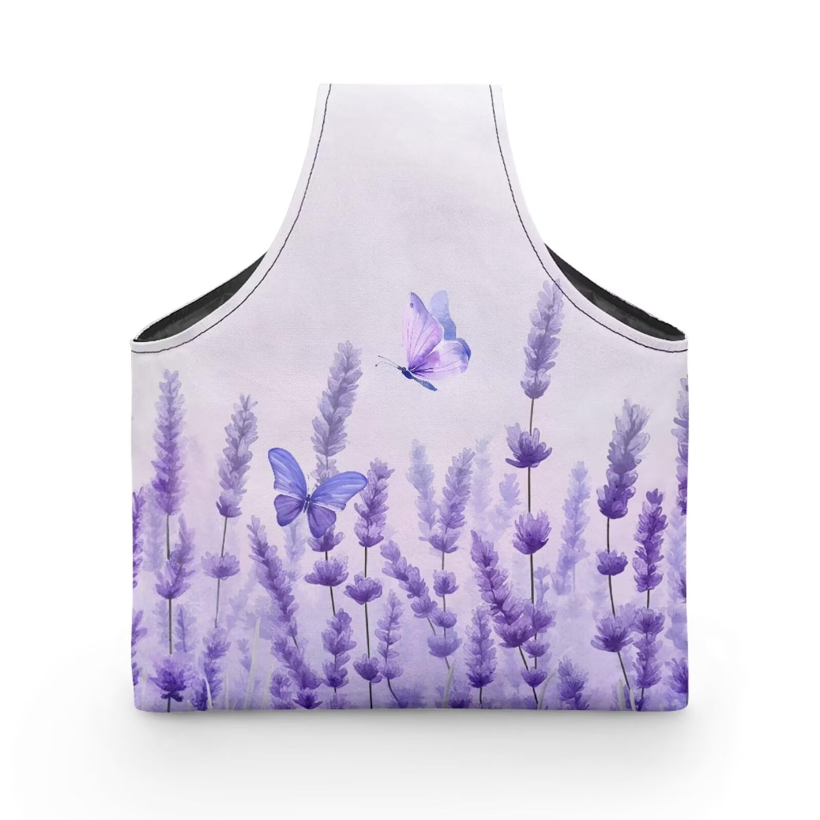 ASQVTIFE Purple Butterfly Yarn Tote Bags Large Crochet Storage Bag for Women Girls at Home Lavender Yarn Bags for Crocheting On The Go Organizer Knitting Accessories with Front Zipper Pocket - Image 2
