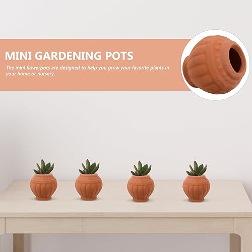 Miniatura 7 de Happyyami 4 macetas pequeñas de terracota, pequeñas macetas de arcilla de terracota, macetas pequeñas de terracota, macetas pequeñas de arcilla para