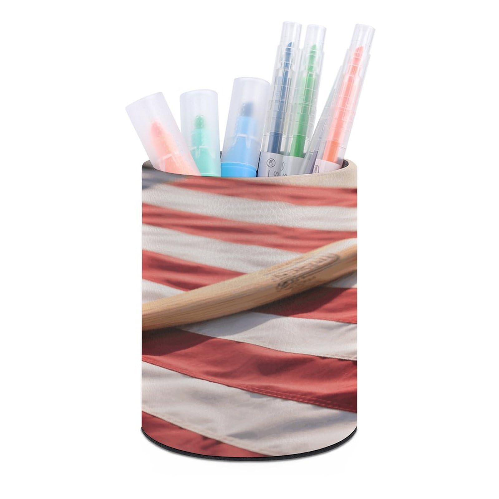 VstaDank - Round Baseball Pen Holder for Gloves and Bats PU Leather Desk Organizer Stand for Desk Desk Office Decor