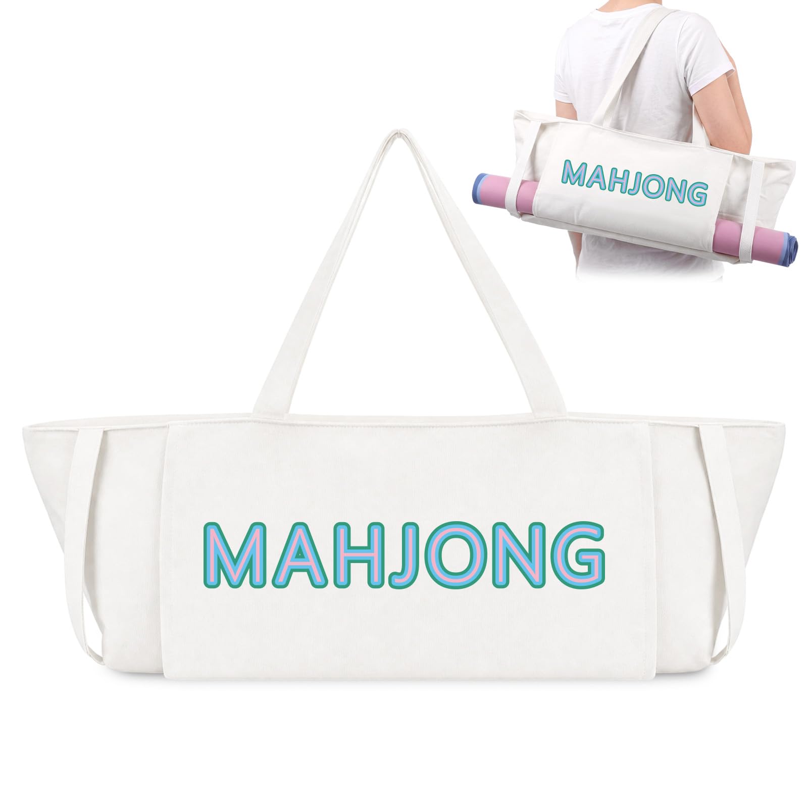 Abbylike 28"x9" Mahjong Bag for Mahjong Accessories,Natural White,Canvas โ image 1