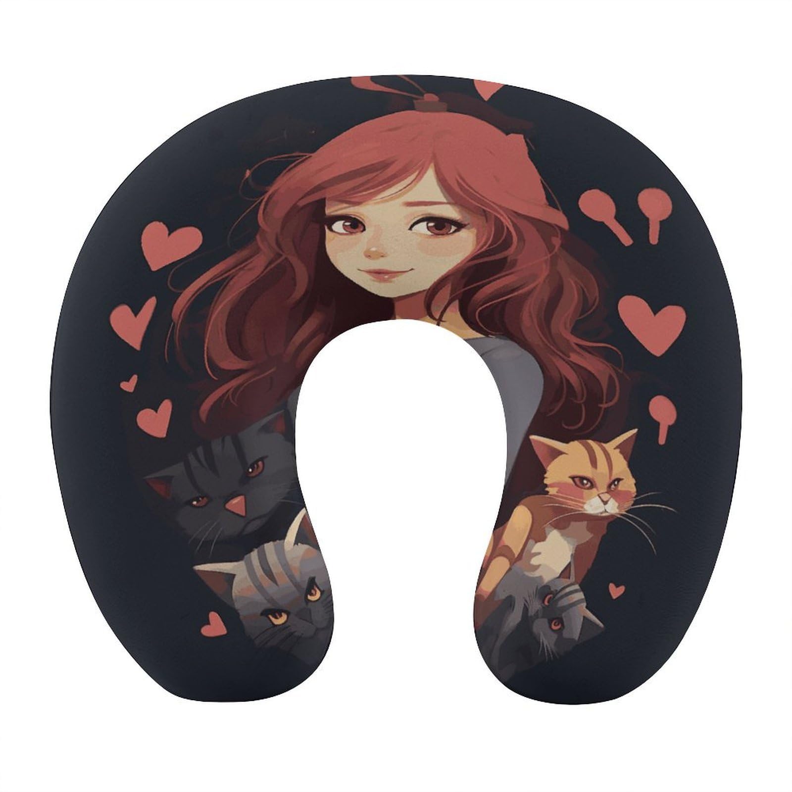 Btcowzrv Style Cat Lover Graphic U Shaped Neck Pillow Travel Pillows