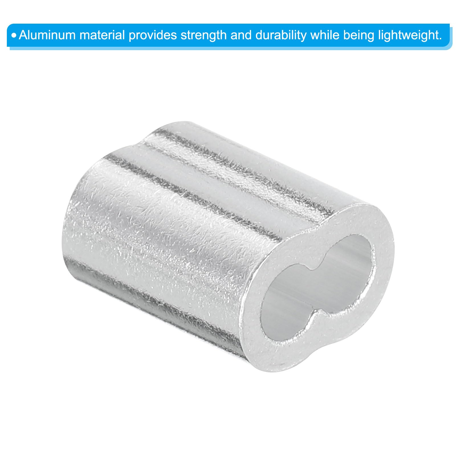 Uxcell 1/8 Inch Aluminum Cable Crimp Sleeves - 50 Pcs Pack For Wire Rope, 15mm X 11mm - View #9