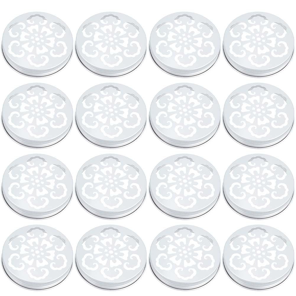 GORGECRAFT 16pcs Mason Flower Jar Insert Lid Plants Organizer Frog Lids Auspicious Cloud Pattern Glass Bottle Covers for Regular Mouth Mason Canning Jars Fixed Tools Home Office, 67mm